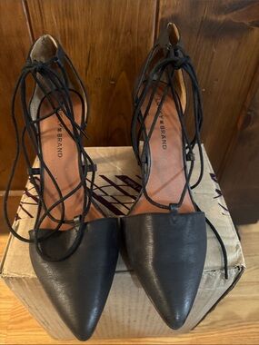 Pointed Black Lace-Up Heels by Lucky Brand